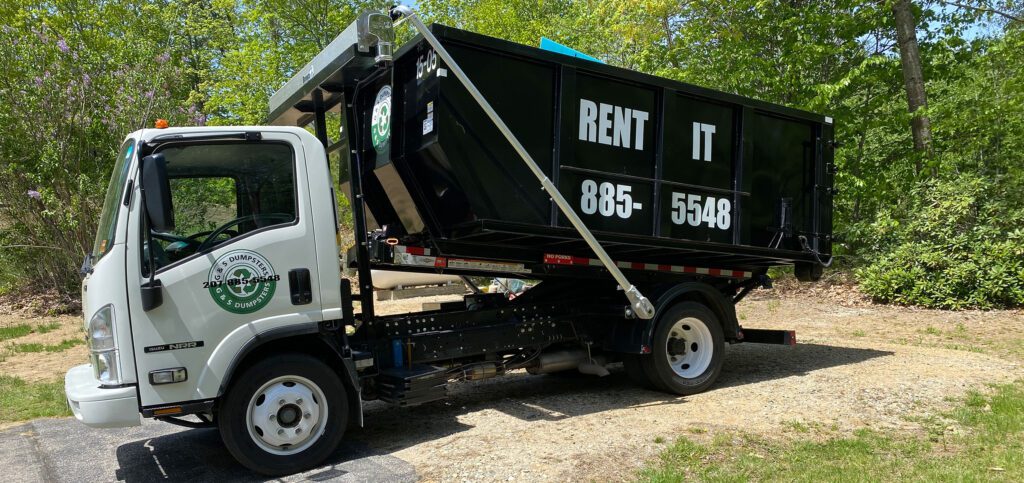picking up a rented dumpster